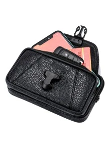 Mini bolsa de pecho con cierre de presión para hombre - Negro - Ver 5