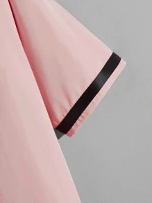 Aesthetic Post--Men 1pc Letter Graphic Baseball Collar Oversize Shirt - Baby Pink - View 3