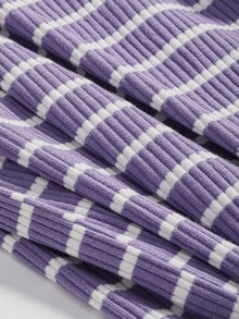 DAZY Áo thun nữ Sọc Giải trí - Màu tím - Xem 6