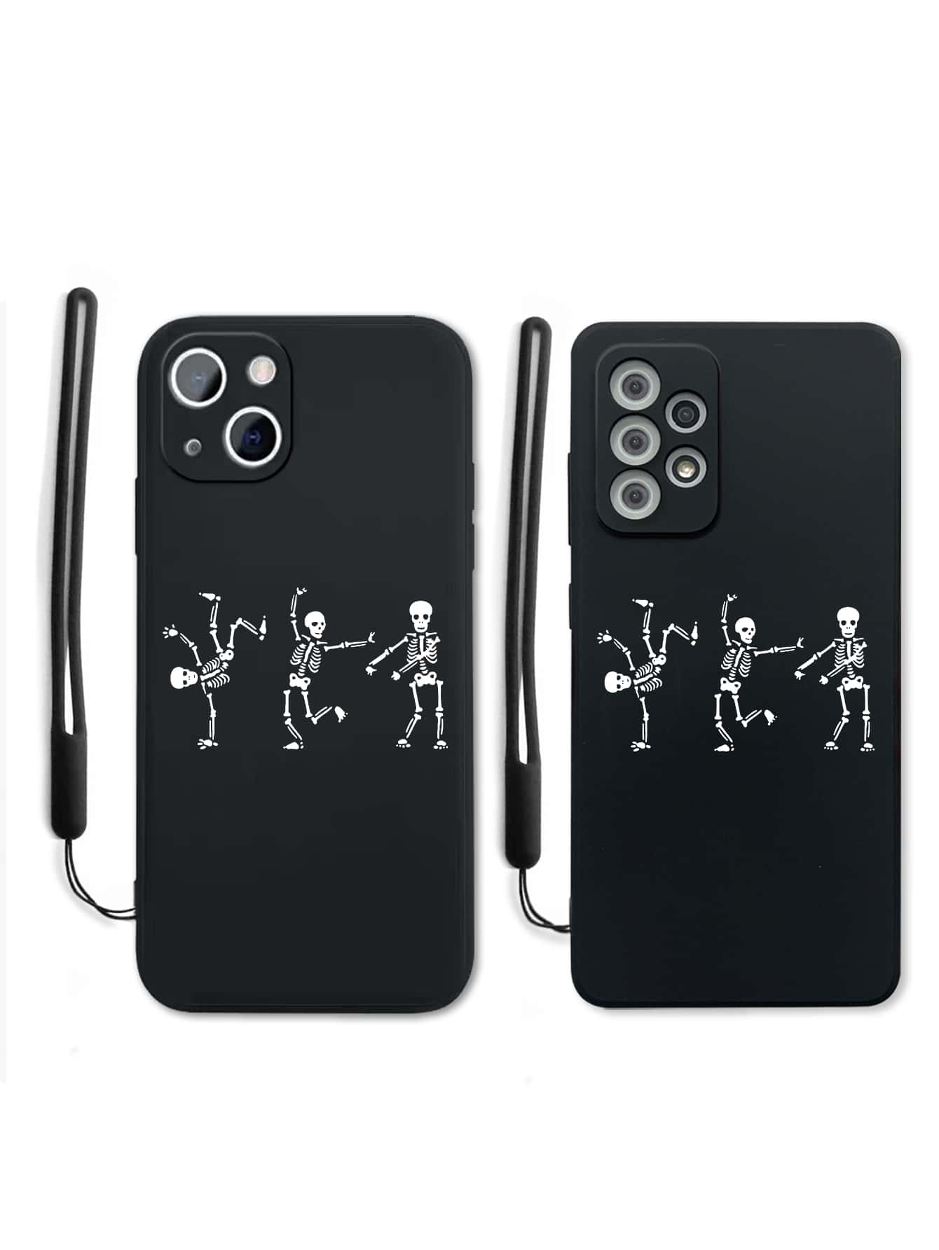 Dancing Skeleton Phone Case - Black and White - View 1