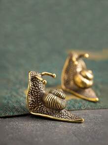 1 件复古黄铜蜗牛装饰饰品，耐用家居装饰配件 - 銅色 - 查看 2