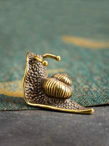 1 件复古黄铜蜗牛装饰饰品，耐用家居装饰配件 - 銅色 - 查看 3