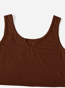 ROMWE Kawaii Plaid Notched PJ Set, School - Coffee Brown - View 5