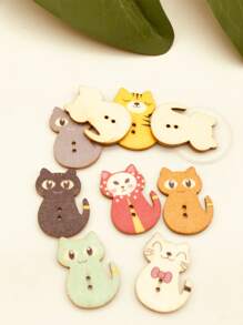 50入組貓形鈕扣 - 彩色 - 查看 3