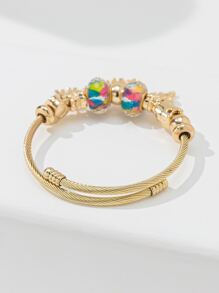 Elephant Charm Bangle - Yellow Gold - View 2
