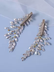 2pcs Luxury Rhinestone Hair Clips For Women, Romantic Purple Crystal Detail, Lively Pink Tone, Perfect For Party, Prom And Wedding Attire Royal Boho Tiaras Valentine's Day Accessories - Silver - View 2