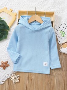男童华夫格针织字母拼接细节卫衣 - 淺藍色 - 查看 1