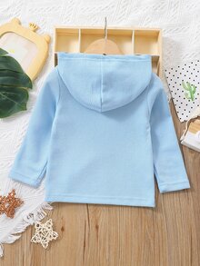 男童华夫格针织字母拼接细节卫衣 - 淺藍色 - 查看 2