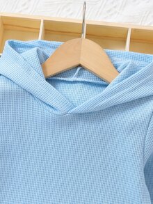 男童华夫格针织字母拼接细节卫衣 - 淺藍色 - 查看 3