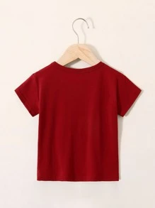 Toddler Girls Cartoon & Slogan Graphic Tee - Burgundy - View 2