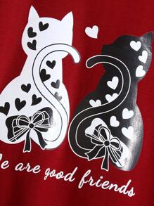 Toddler Girls Cartoon & Slogan Graphic Tee - Burgundy - View 4