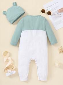 Baby Boy Cartoon Graphic Spliced Tee Jumpsuit - Multicolor - View 2