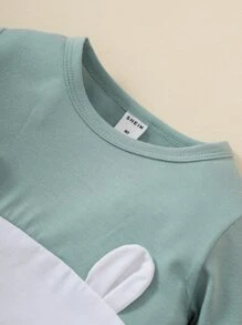 Baby Boy Cartoon Graphic Spliced Tee Jumpsuit - Multicolor - View 3