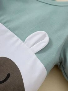 Baby Boy Cartoon Graphic Spliced Tee Jumpsuit - Multicolor - View 4