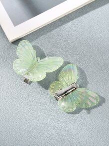 5入組蝴蝶裝飾髮夾 - 綠色 - 查看 4