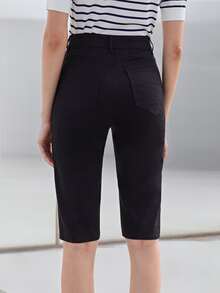 MOTF PREMIUM Shorts en mezclilla con botón - Negro - Ver 3