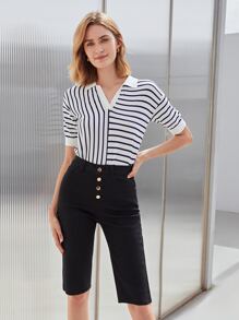 MOTF PREMIUM Shorts en mezclilla con botón - Negro - Ver 8