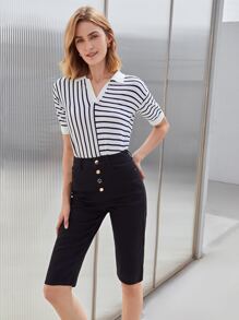 MOTF PREMIUM Shorts en mezclilla con botón - Negro - Ver 9