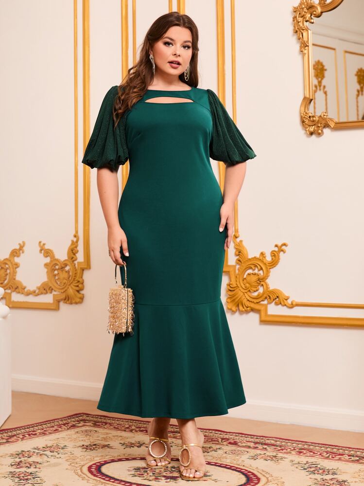 Robe Maxi Sirène En Velours - Imprimé Végétal, Manches Bishop Et Nœud - Taille L - Rose - Neuf Avec étiquettes