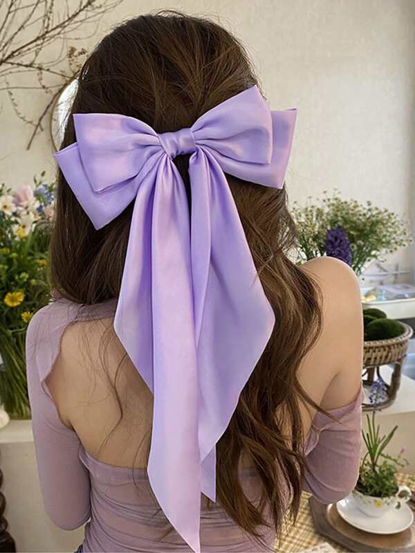 1pc Elegant Purple Vintage Style Oversized Scrunchie Hair Clip With Bowknot, Suitable For Daily Wear, Festival Gift, Party Cute Valentine's Day Claw Clips Hair Claws Hair Barrettes, School Stuff, College, Bows