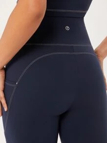 GLOWMODE 8" Powersculpt™ Reflective Stitch Side Pocket Bike Shorts - Navy Blue - View 8