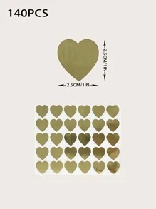 120pcs Metallic Heart Pattern Sticker Back To School - Gold - View 3
