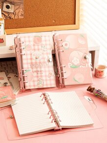 MOKA 1pc Peach Print Random Leaf Loose Notebook - Nhiều màu - Xem 2