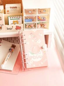 MOKA 1pc Peach Print Random Leaf Loose Notebook - Nhiều màu - Xem 4