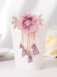 Lưới hoa & tua rua hạt trang trí kẹp tóc thanh lịch cho lễ Halloween - Hồng - Xem 1