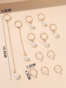 12个仿珍珠装饰发圈波西米亚风发夹，学生用品，珍珠发饰