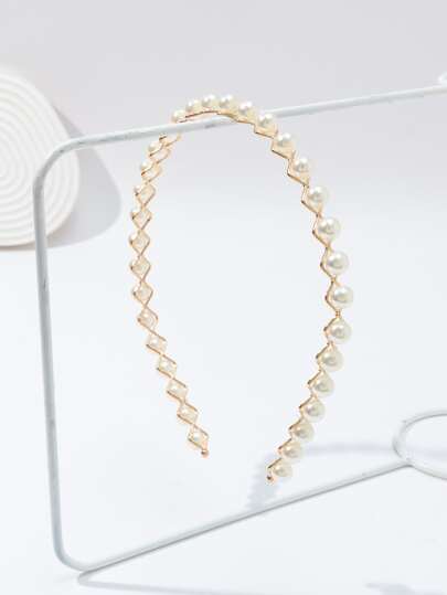 Faux Pearl Decor Headband Elegant