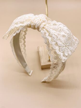 1pc Women's Sexy Lace Bow Knot Headband, Elegant & Sweet Hair Accessory Perfect For Daily Wear And Campus Life Valentine's Day,Hairband,Hair Hoop Headbands