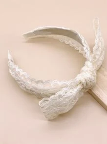 1 Băng đô nơ ren gợi cảm cho nữ, Phụ kiện tóc thanh lịch và ngọt ngào, hoàn hảo cho trang phục hàng ngày và sinh hoạt tại trường học Ngày lễ tình nhân, Băng đô, Băng đô vòng tóc - Màu be - Xem 2