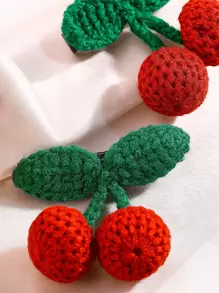 2 件樱桃装饰发夹可爱情人节