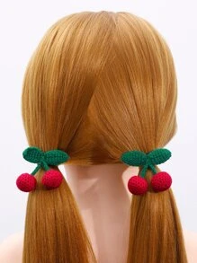 2 件樱桃装饰发夹可爱情人节