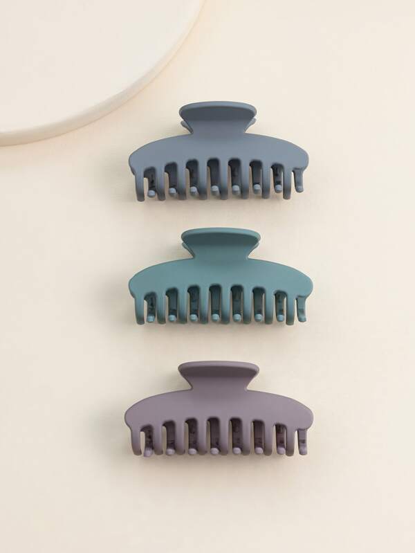 3pcs Women's Multicolor Simple Style Hair Claw Clips For Daily Use