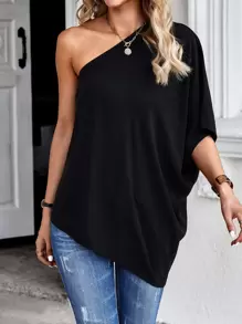 EMERY ROSE One Shoulder Dolman Sleeve Blouse