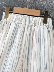 SHEIN 男孩條紋圖案西裝領襯衫和短褲不帶T恤 - 彩色 - 查看 3