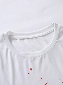 Manfinity 男士噴濺印花T恤和腰部抽繩短褲 - 彩色 - 查看 7
