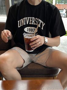 DAZY Men Cotton Letter Graphic Tee - Black - View 4