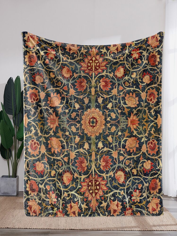1pc Retro Geometric Patterned Throw Blanket - Lightweight Flannel Blanket, Suitable For Sofa, Bed, Travel, Camping, Living Room, Office, Couch, Chair And Bed, Digital Printed Wool Blanket, Soft And Warm Flannel Fabric - Multicolor - View 1