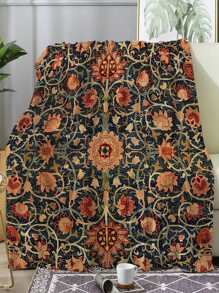 1入復古幾何圖案抱枕毯-輕薄絨毯,適用於沙發、床、旅行、露營、客廳、辦公室、沙發、椅子和床上,數字印花羊毛毯,柔軟溫暖的絨毛面料 - 彩色 - 查看 3