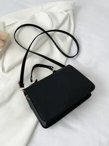 1 chiếc túi xách tay bằng da PU màu đen thời trang có khóa kim loại, thích hợp cho phụ nữ đi làm hàng ngày, đi chơi, mua sắm, hẹn hò, quà tặng sinh nhật ngày lễ tình nhân cho bạn gái, món đồ thời trang hợp thời trang cho ngày lễ tình nhân - màu đen - Xem 6