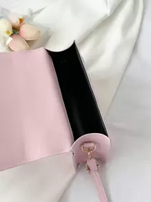 1 chiếc túi xách và túi đeo chéo bằng kim loại có nắp chần bông thời trang màu hồng PU, thích hợp cho phụ nữ đi làm hàng ngày, đi chơi, mua sắm, ăn uống, lễ hội bạn gái, sinh nhật, quà tặng ngày lễ tình nhân, vật phẩm tiệc hợp thời trang cho ngày lễ tình nhân - Hồng - Xem 4
