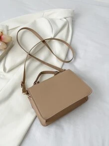 1 件卡其色 PU 时尚简约绗缝翻盖蝴蝶结装饰手提包、单肩包和斜挎包，适合女性日常通勤、购物、旅行、派对、女友/妻子生日、情人节礼物，时尚潮流 - 卡其色 - 查看 5