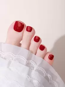Beauty Sticker 1張閃粉趾甲貼紙和1支甲板專用磨甲棒，美甲貼紙DIY工具 - 酒紅色 - 查看 1