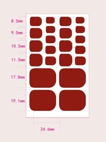 Beauty Sticker 1張閃粉趾甲貼紙和1支甲板專用磨甲棒，美甲貼紙DIY工具 - 酒紅色 - 查看 2