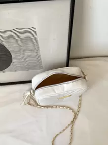 Túi Crossbody Nữ Tua In chữ V Chuỗi Đúng mốt - trắng - Xem 5