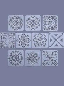 10pcs Mandala Hollow Drawing Template - White - View 1
