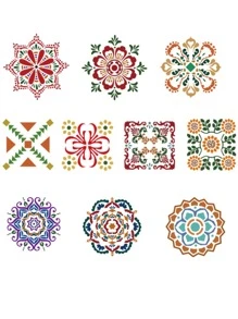 10pcs Mandala Hollow Drawing Template - White - View 2